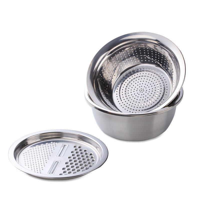 Stainless Steel Grater Strainer and Basin